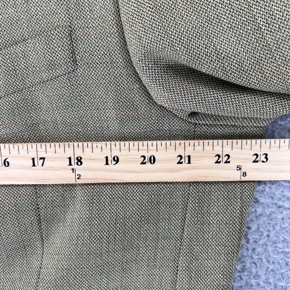 Vintage Chaps Ralph Lauren Men's 2 Button 44 R Silk Wool Plaid Green Sports Coat - Picture 6 of 14